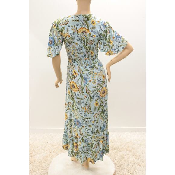 Abel The Label Midi Dress Small Blue Floral V Neck Fairy Romantic Cottagecore - Picture 3 of 10
